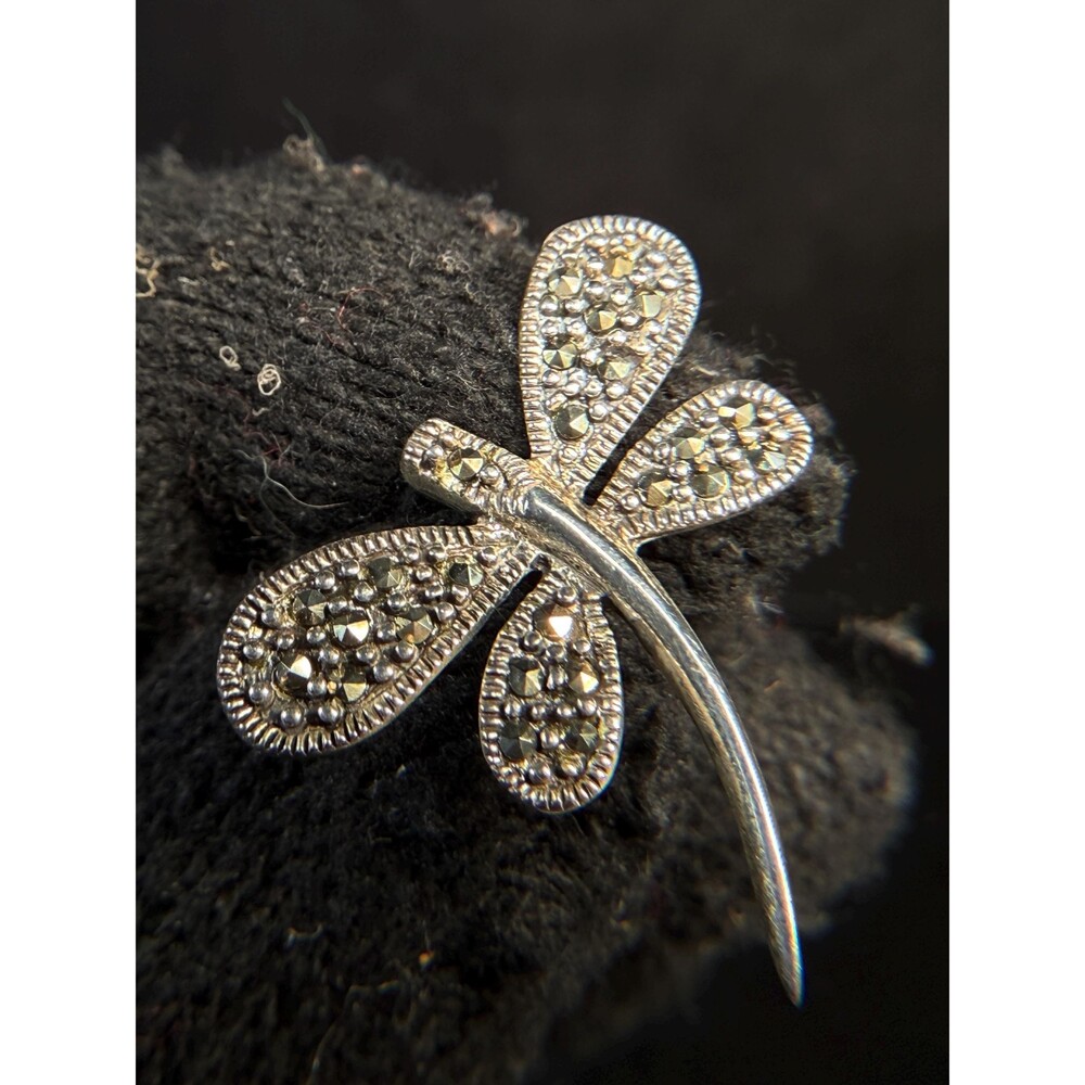Sterling Silver Marcasite Dragonfly Pendant 925